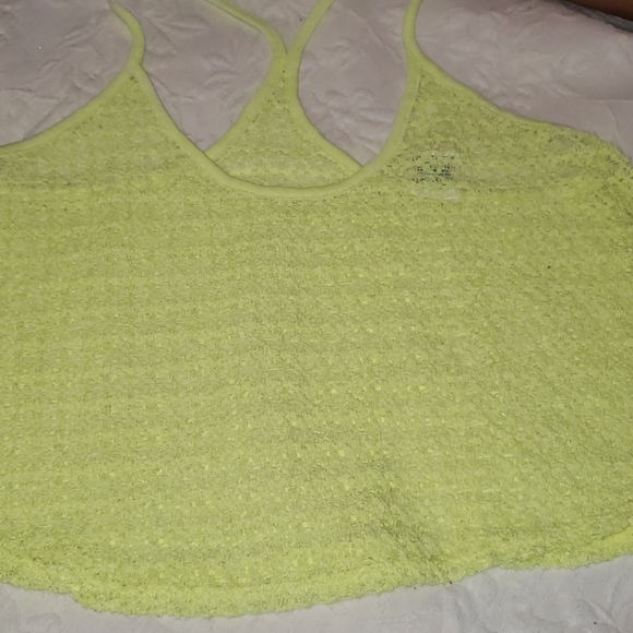 VS PINK neon yellow crochet top M/L - Picture 2 of 5